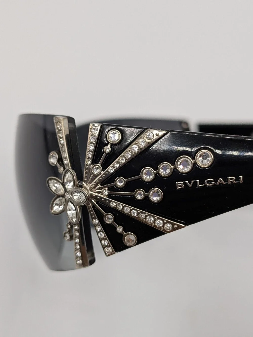 Bvlgari Limited Edition Crystal Black Shield Sunglasses